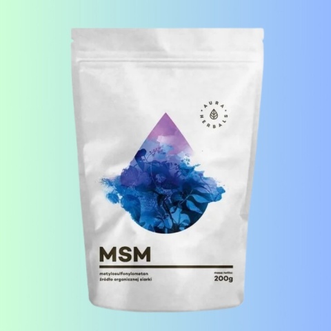 MSM – organiczny związek siarki 2000 mg na porcję Aura Herbals 200 g