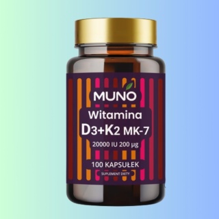 MUNO Vitamins Witamina D3 20 000 IU + K2 MK7 200 µg wegańskie kapsułki 100 szt.