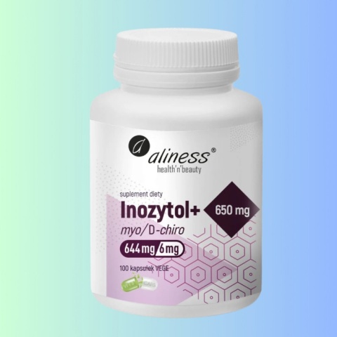 Myo-inozytol + D-chiro-inozytol 650 mg na gospodarkę hormonalną Aliness z witaminą B6, 100 kapsułek VEGE