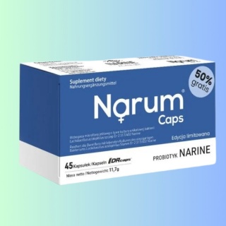 Narum Caps – probiotyk Lactobacillus acidophilus Narine 2 mld CFU na kapsułkę na wsparcie mikrobioty jelitowej 45 kaps.