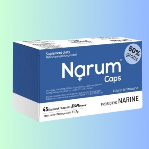 Narum Caps – probiotyk Lactobacillus acidophilus Narine 2 mld CFU na kapsułkę na wsparcie mikrobioty jelitowej 45 kaps.