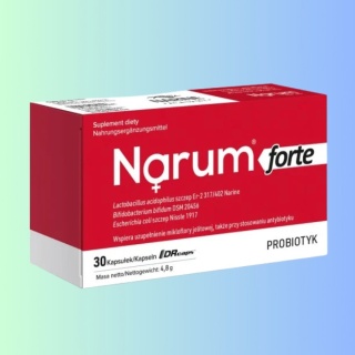 Narum Forte – probiotyk z Narine, Bifidobacterium bifidum i E. coli Nissle 1917 na wsparcie mikrobioty jelitowej 30 kaps.