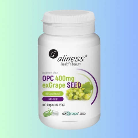 OPC 400 mg ekstrakt z pestek winogron exGrape® SEED – polifenole i proantocyjanidyny 100 kapsułek VEGE