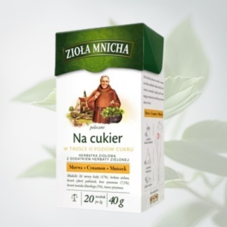 Herbata Zioła Mnicha NA CUKIER – Big-Active – ziołowa herbatka ekspresowa wspierająca prawidłowy poziom cukru – 40 g