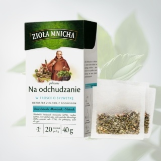 Herbata Zioła Mnicha NA ODCHUDZANIE – Big-Active – ziołowa herbata ekspresowa wspomagająca metabolizm i odchudzanie – 40 g