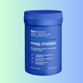 BICAPS Mag Chelate – ForMeds – suplement diety wspierający pracę mięśni, redukcję skurczów i prawidłowy poziom magnezu – 60 kaps