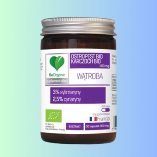 Suplement diety BeOrganic Ostropest i Karczoch – 50 kapsułek wegańskich