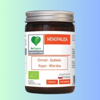 Suplement diety BeOrganic Menopauza dla kobiet – z szałwią – 100 tabletek