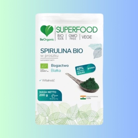 BeOrganic Spirulina BIO w proszku 200 g Medicaline