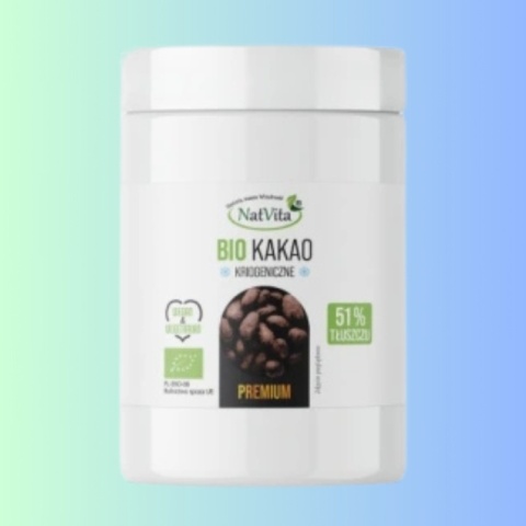 NatVita kakao BIO kriogeniczne 51% tłuszczu 150 g ekologiczne kakao mielone