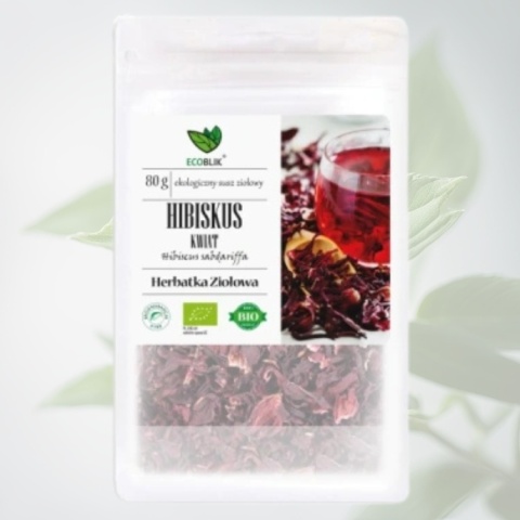 Ecoblik Hibiskus BIO 80 g suszony kwiat herbatka ziołowa ekologiczna