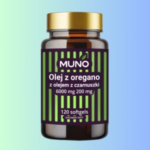 MUNO Olejek z oregano 6000 mg + czarnuszka 200 mg 120 kapsułek suplement diety