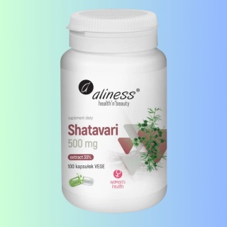 Shatavari 500 mg ekstrakt 30% saponin Aliness – wsparcie kobiecego organizmu 100 kapsułek vege