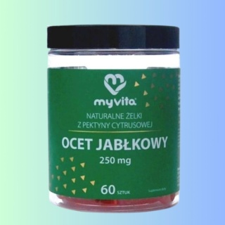 Żelki Ocet Jabłkowy + Fruktooligosacharydy MyVita 60 szt. Wegańskie